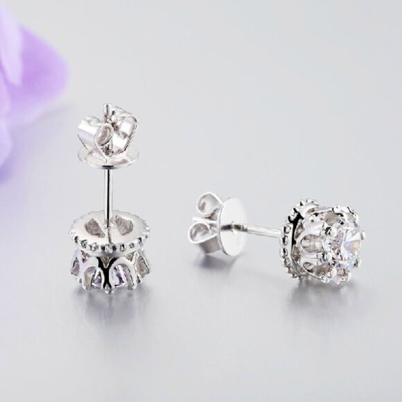 Beautiful CZ Flower Round Stud Earring for Women, INDN8598 - Picture 3 of 5